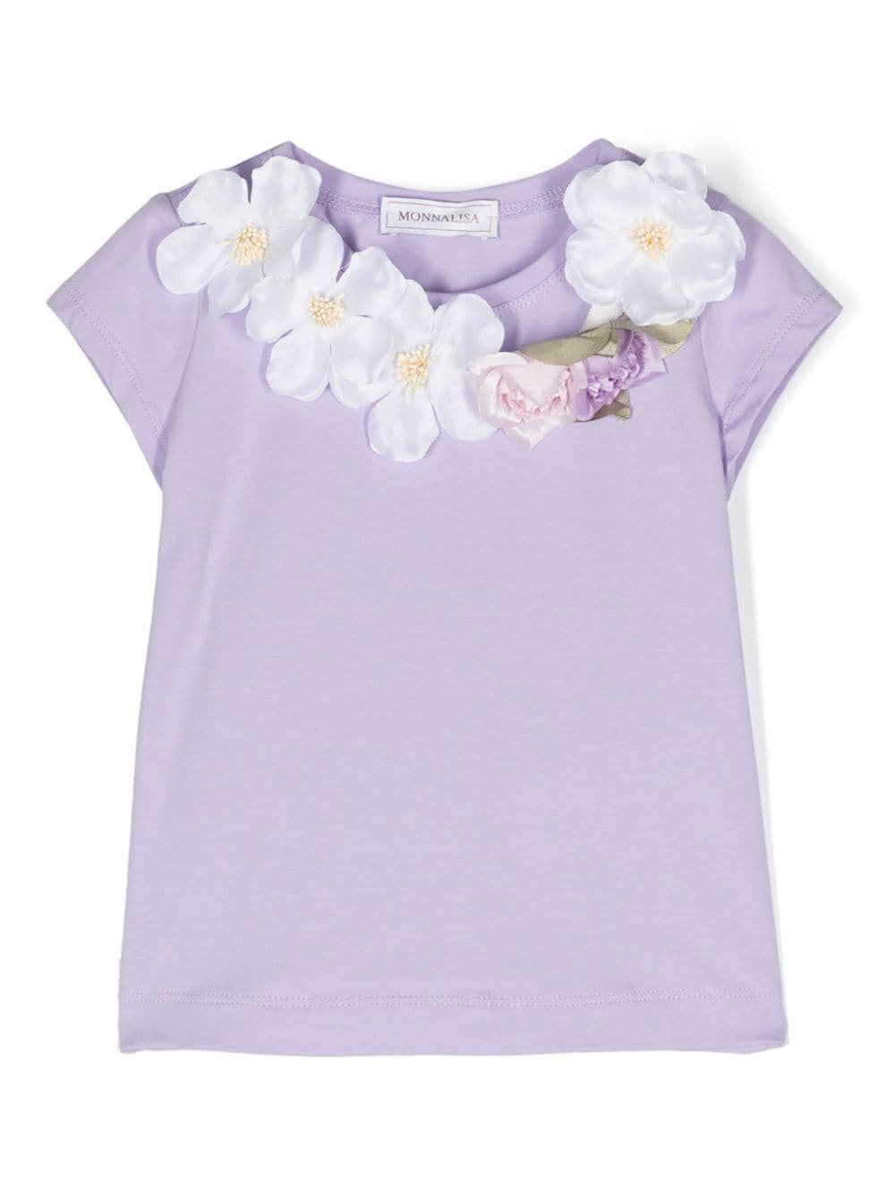 Monnalisa flower-detail round-neck T-shirt - Purple von Monnalisa