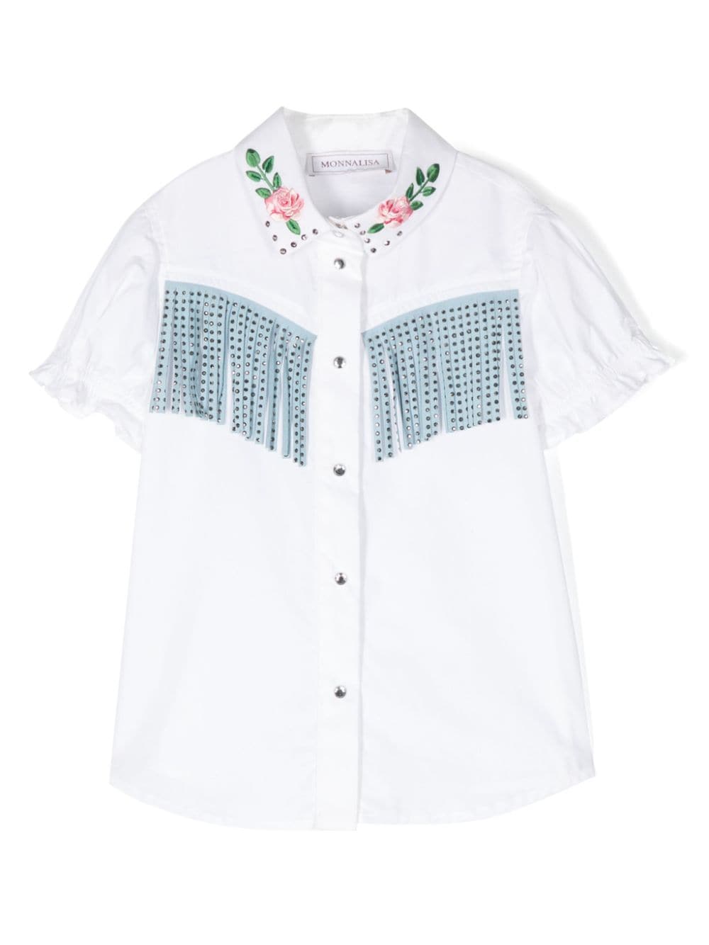 Monnalisa fringe-detailing poplin shirt - White von Monnalisa