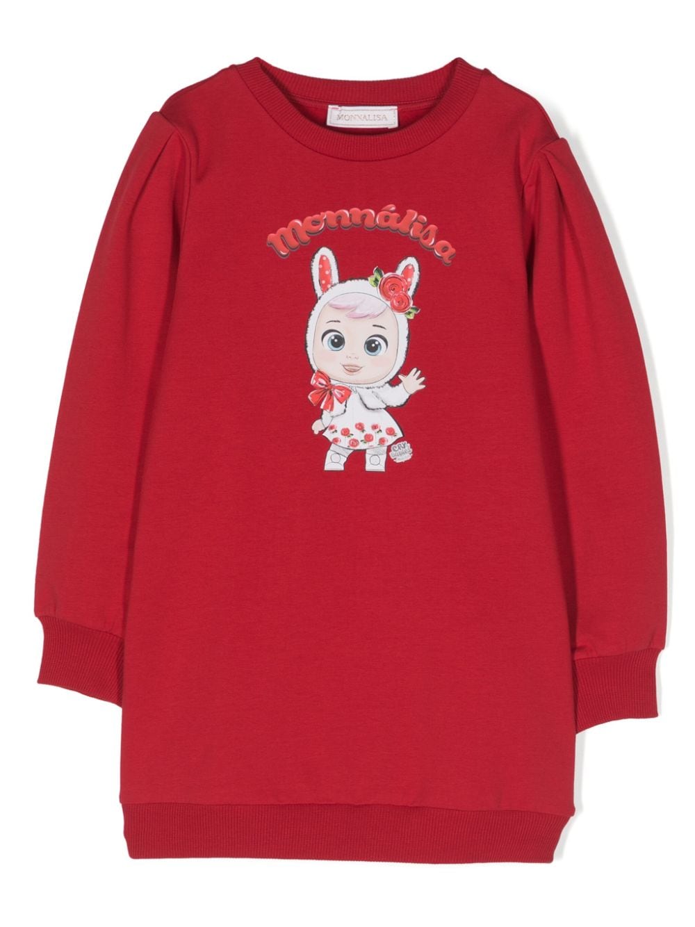 Monnalisa Cry Babies stretch-cotton sweatshirt dress - Red von Monnalisa