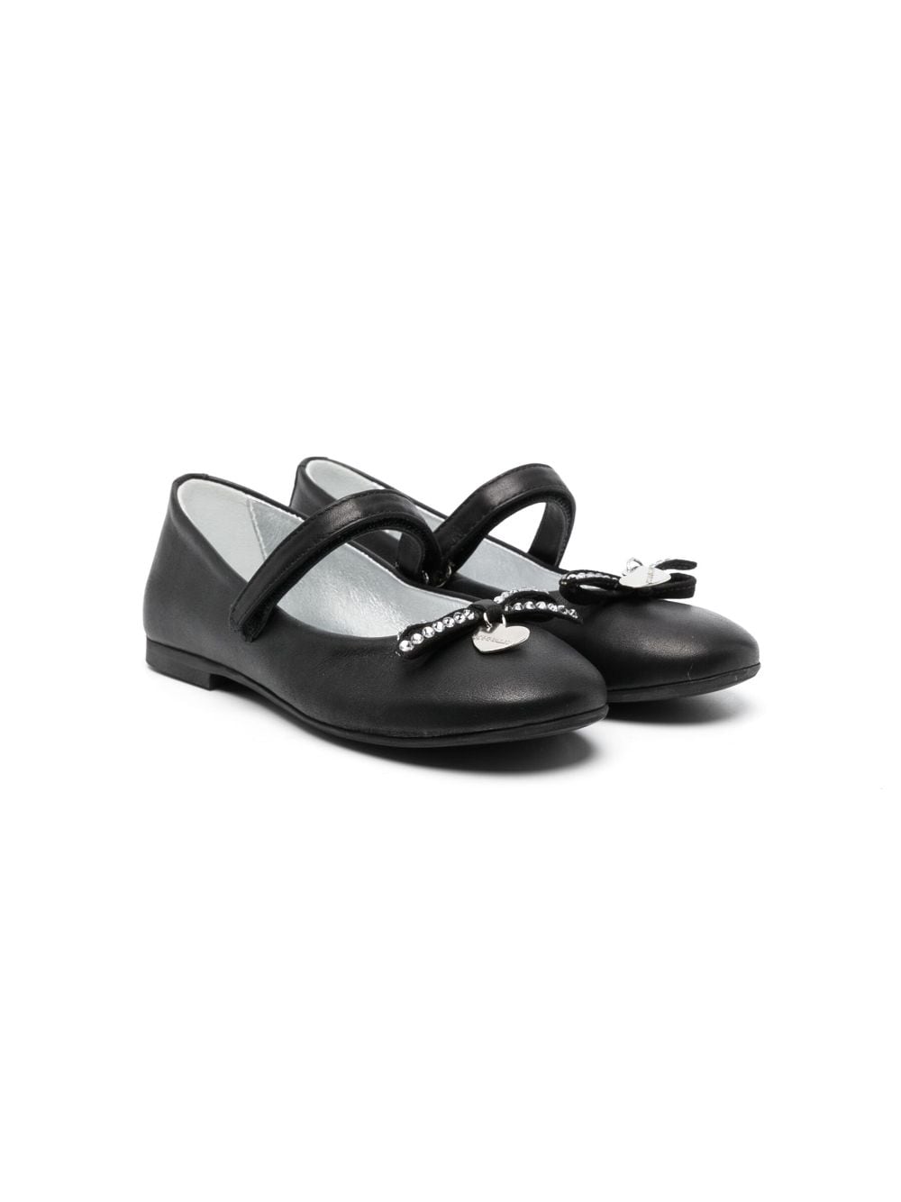 Monnalisa heart-charm ballerina shoes - Black von Monnalisa