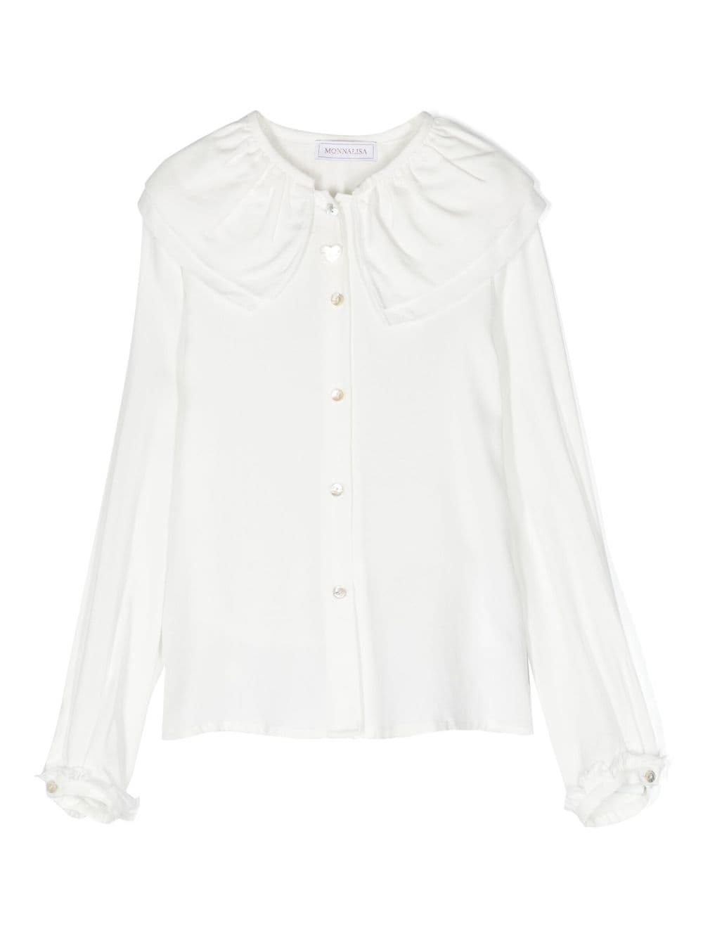 Monnalisa heart-charm bib-collar shirt - White von Monnalisa