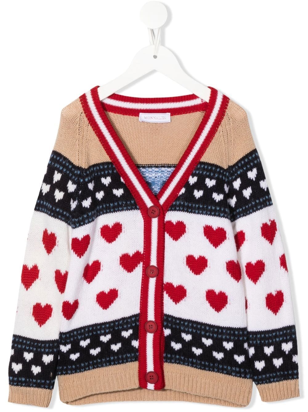 Monnalisa heart-motif V-neck cardigan - Neutrals von Monnalisa