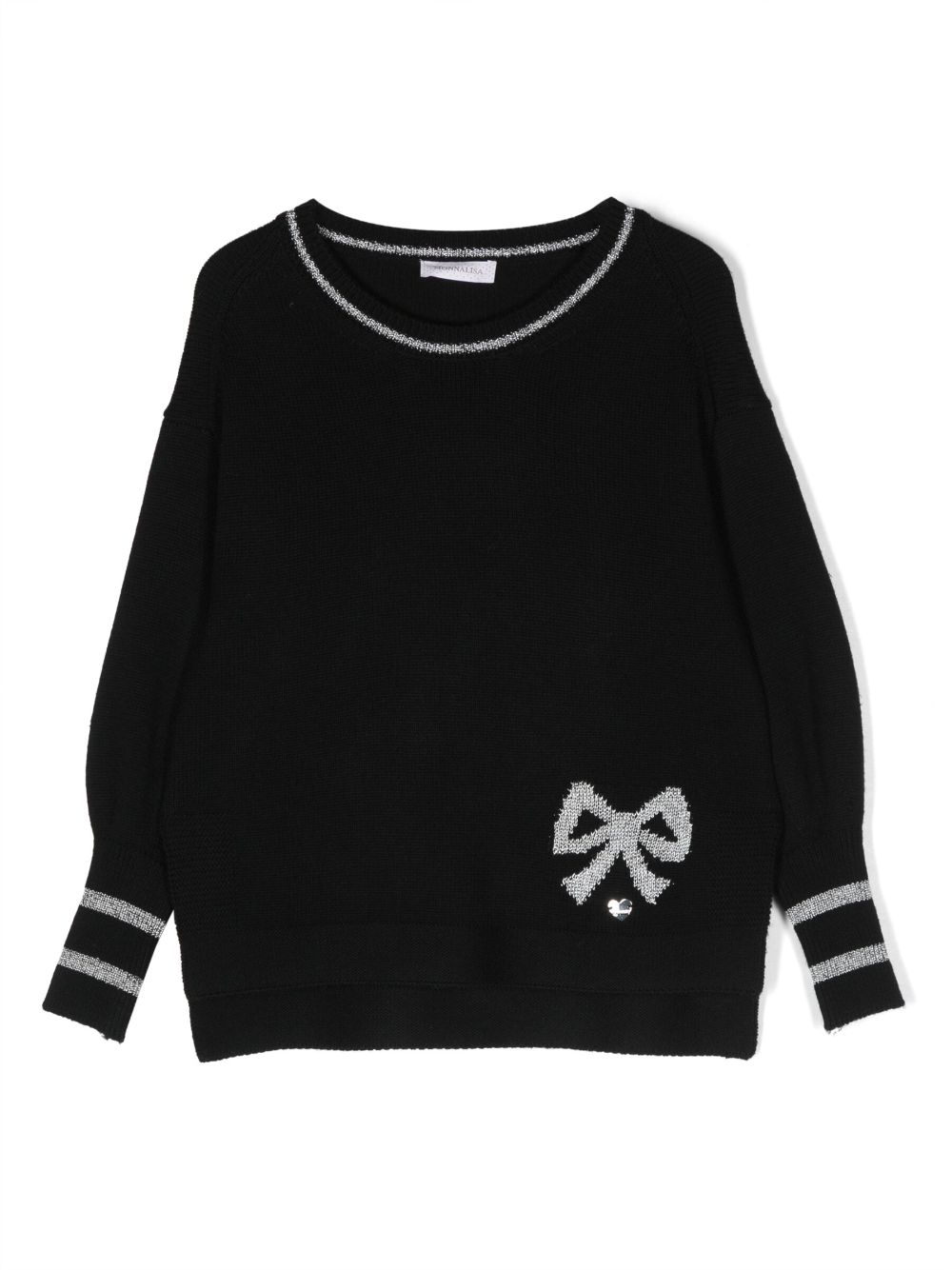 Monnalisa intarsia knit sweatshirt - Black von Monnalisa