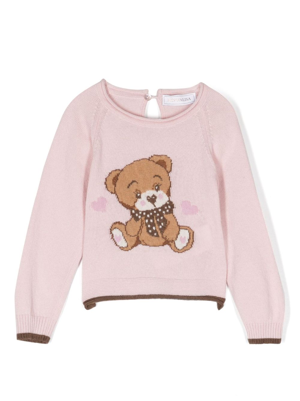 Monnalisa intarsia-knitted bear wool jumper - Pink von Monnalisa