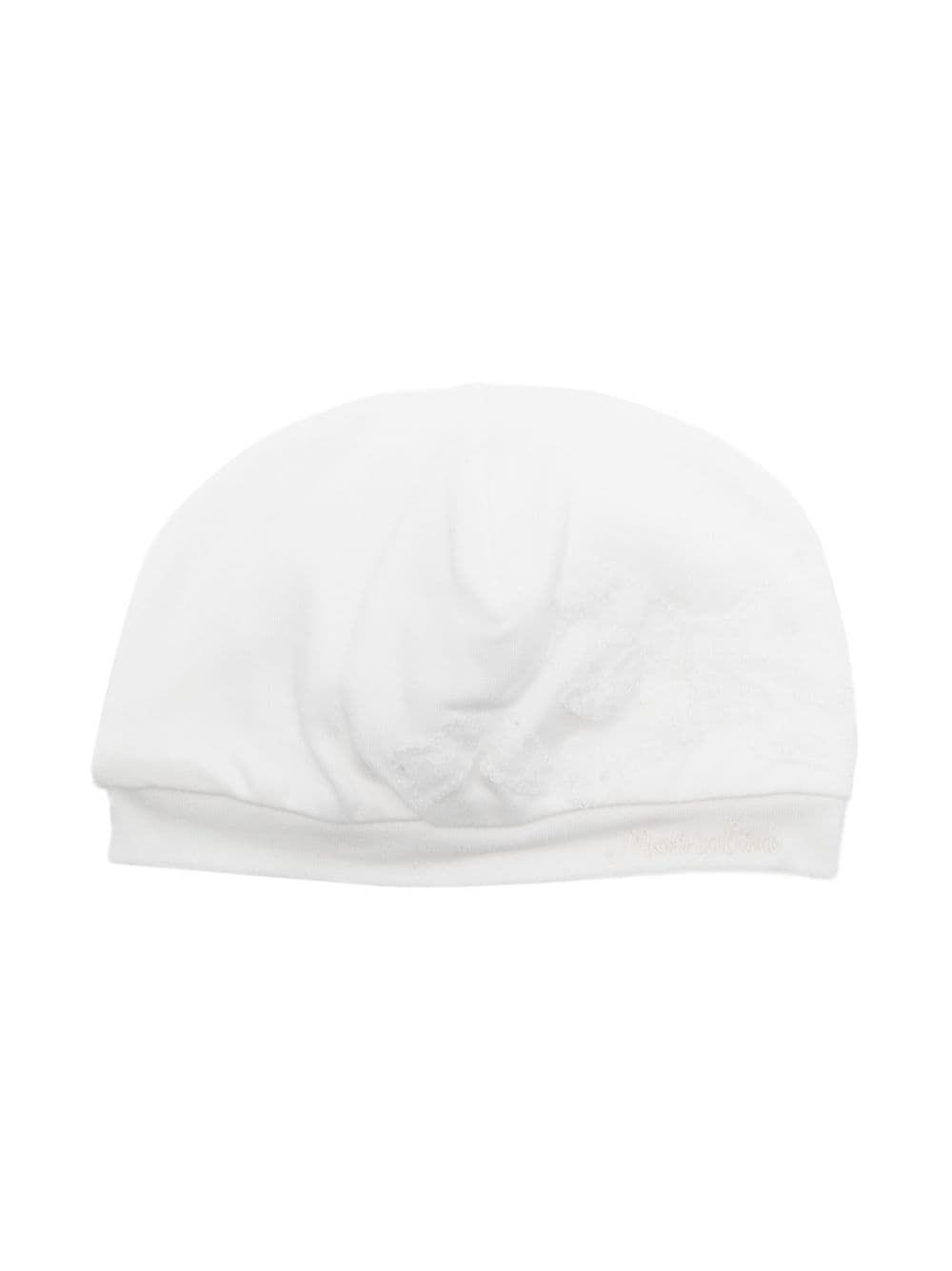 Monnalisa lace-bow cotton hat - White von Monnalisa