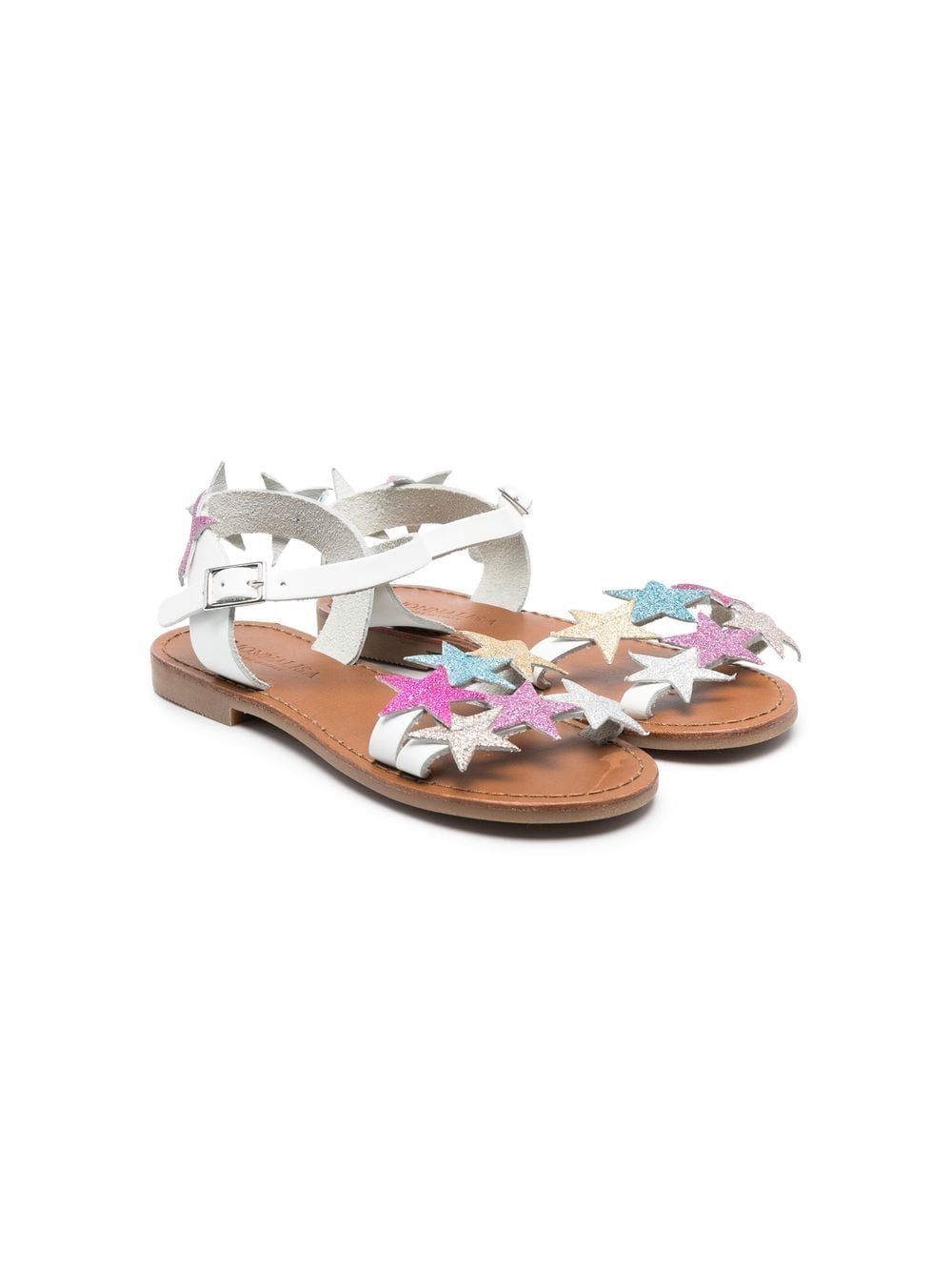 Monnalisa leather star-patch design sandals - Blue von Monnalisa