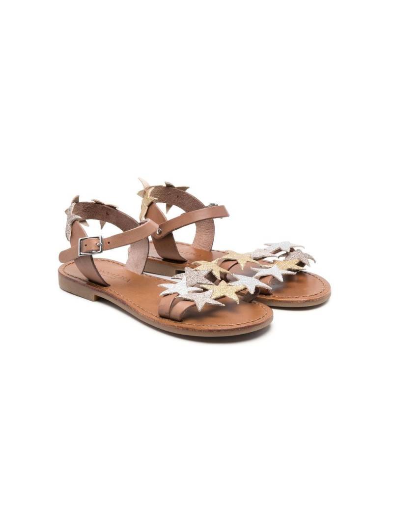 Monnalisa leather star patch sandals - Gold von Monnalisa