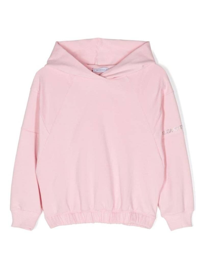 Monnalisa logo-appliqué jersey hoodie - Pink von Monnalisa