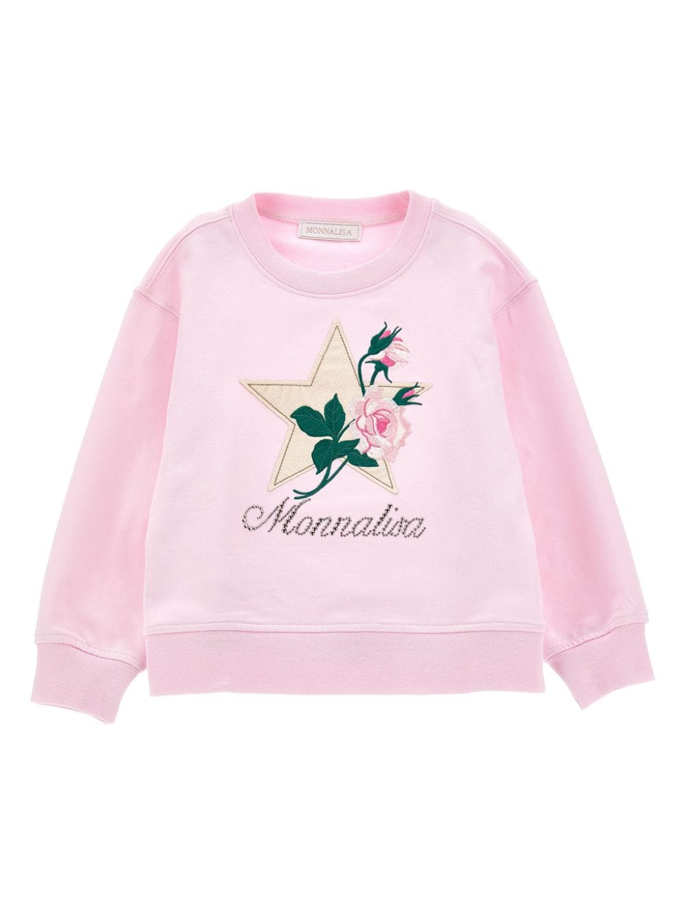 Monnalisa logo-embellished cotton-blend sweatshirt - Pink von Monnalisa