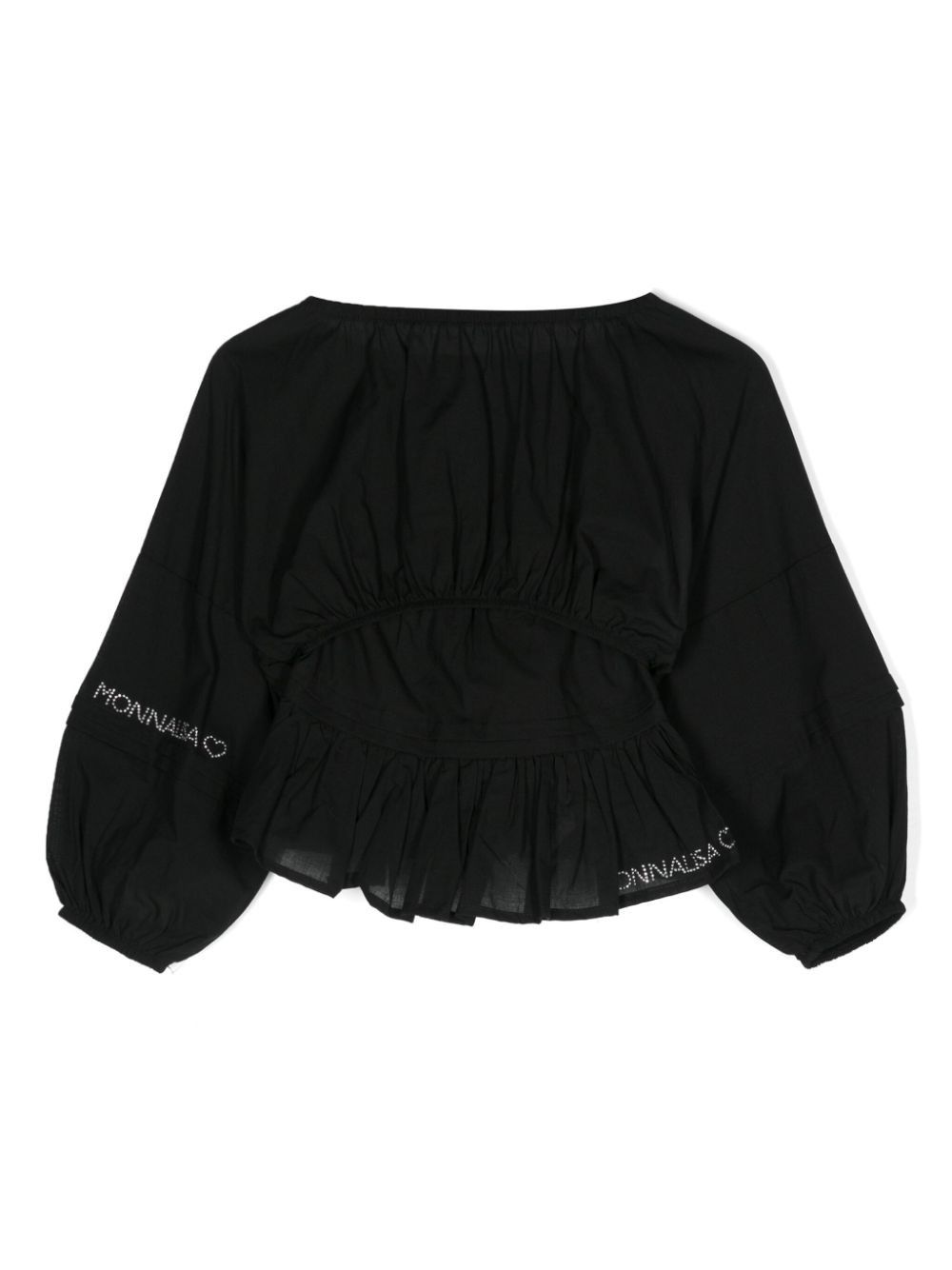 Monnalisa logo-embellished cotton blouse - Black von Monnalisa