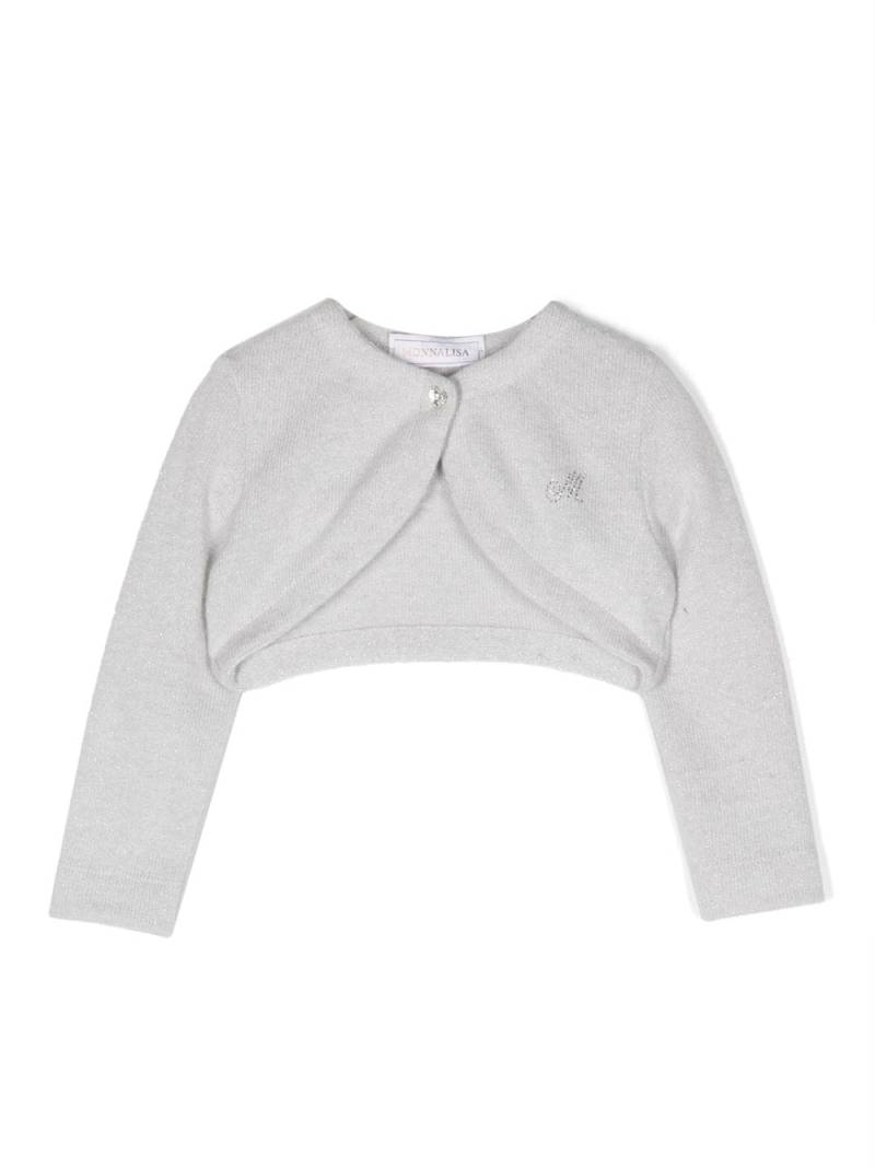 Monnalisa logo-embellished cropped sweater - Grey von Monnalisa