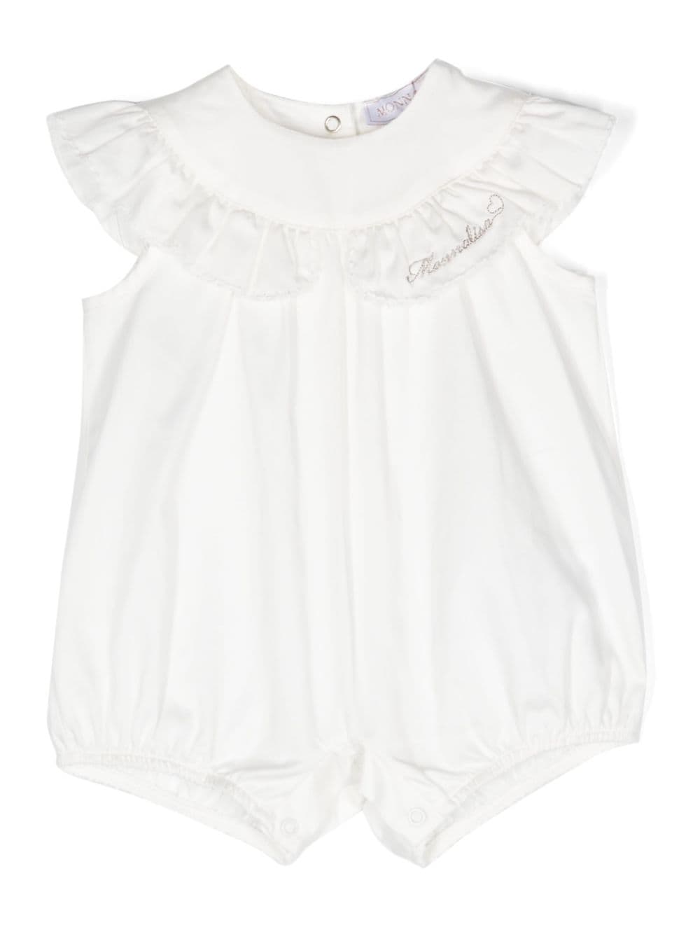 Monnalisa logo-embroidered cotton bodysuit - White von Monnalisa