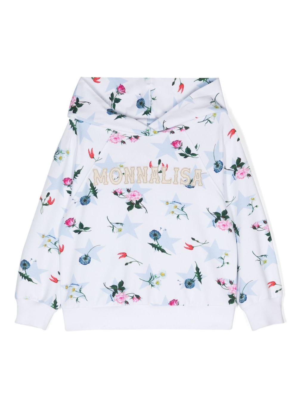 Monnalisa logo-embroidered floral-print hoodie - White von Monnalisa