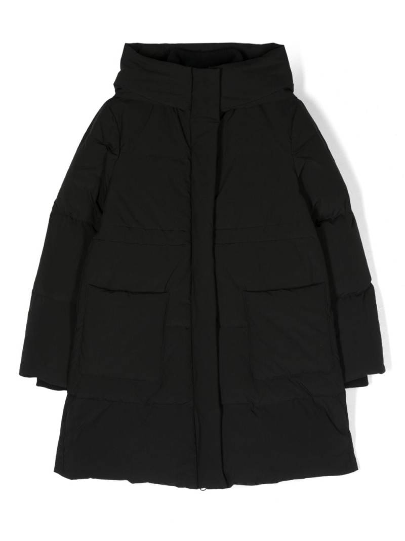 Monnalisa logo-embroidered hooded coat - Black von Monnalisa