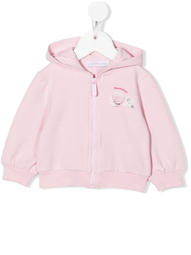 Monnalisa logo-embroidered zip-up hoodie - Pink von Monnalisa