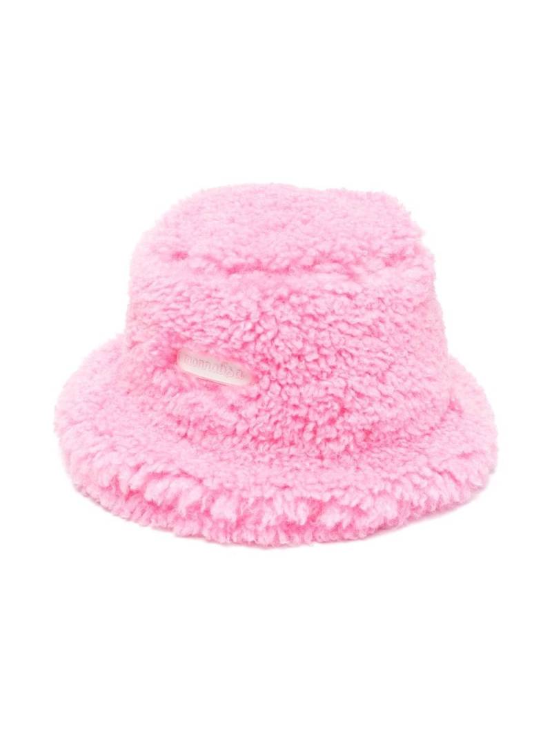 Monnalisa logo-patch faux-fur bucket hat - Pink von Monnalisa