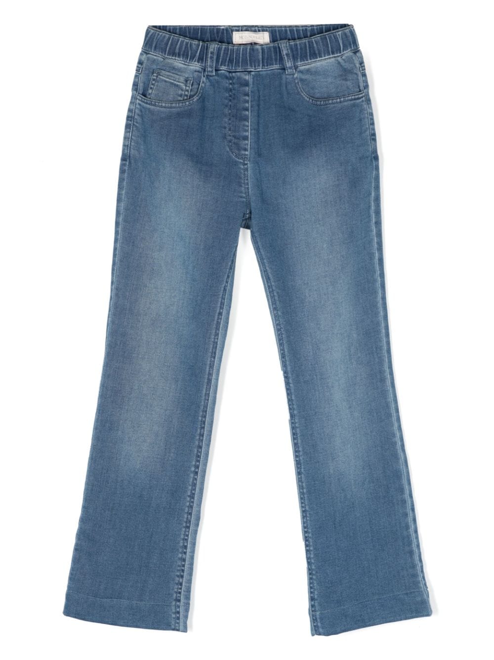 Monnalisa logo-patch straight-leg jeans - Blue von Monnalisa