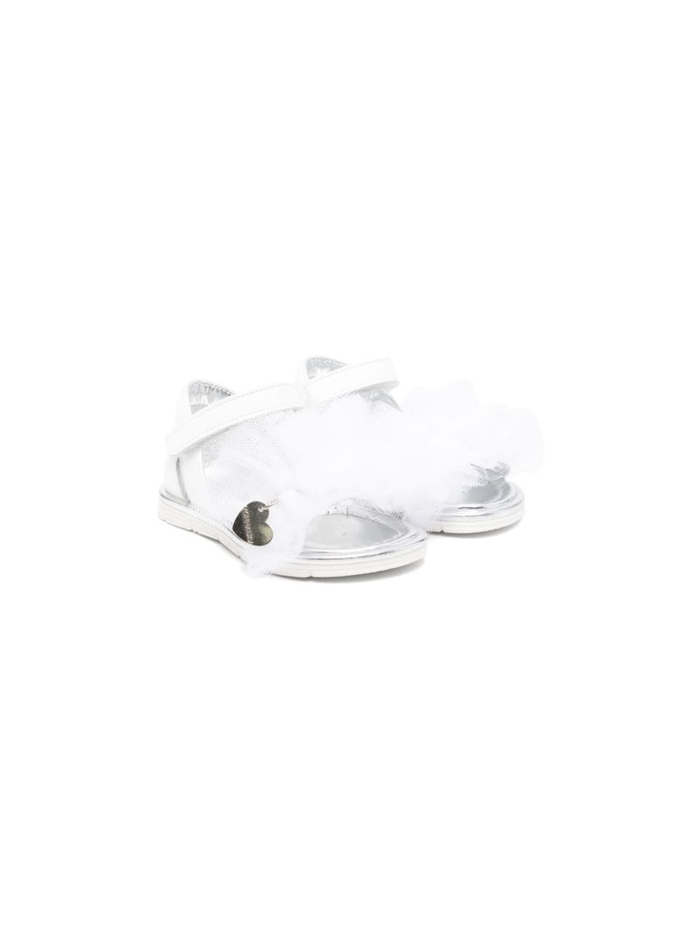 Monnalisa logo-plaque leather sandals - White von Monnalisa
