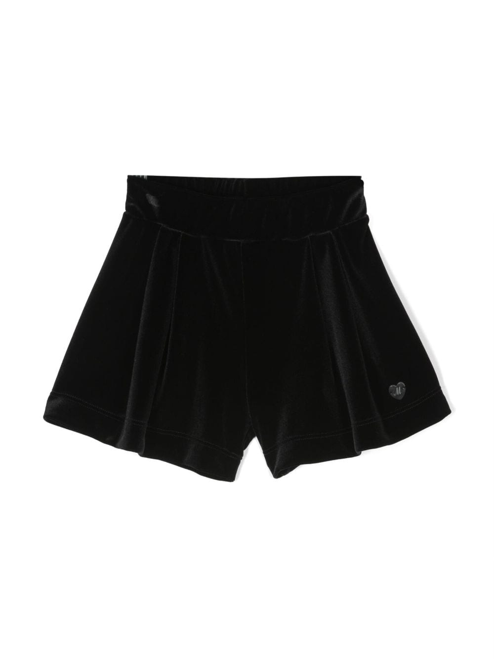 Monnalisa logo-plaque pleated velvet shorts - Black von Monnalisa