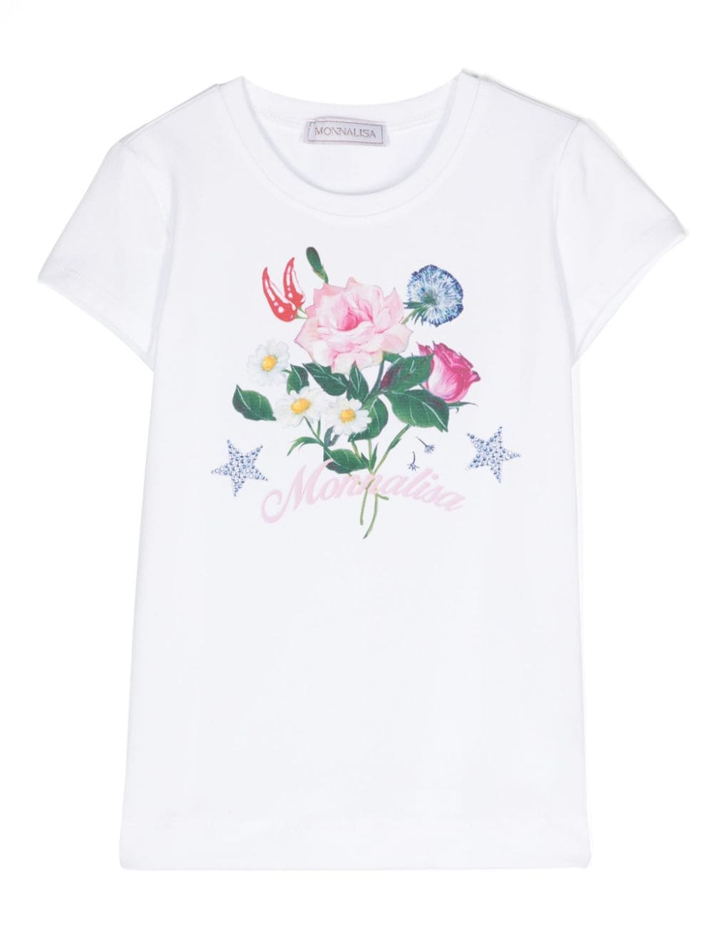 Monnalisa logo-print cotton-blend T-shirt - White von Monnalisa