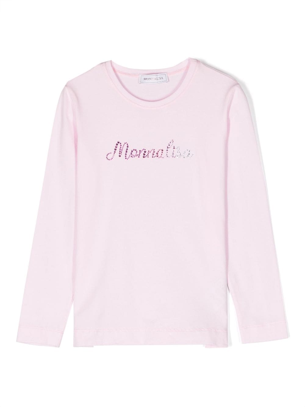 Monnalisa logo-print crystal-embellished T-shirt - Pink von Monnalisa