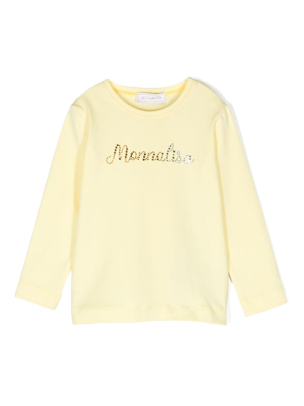 Monnalisa logo-print crystal-embellished T-shirt - Yellow von Monnalisa