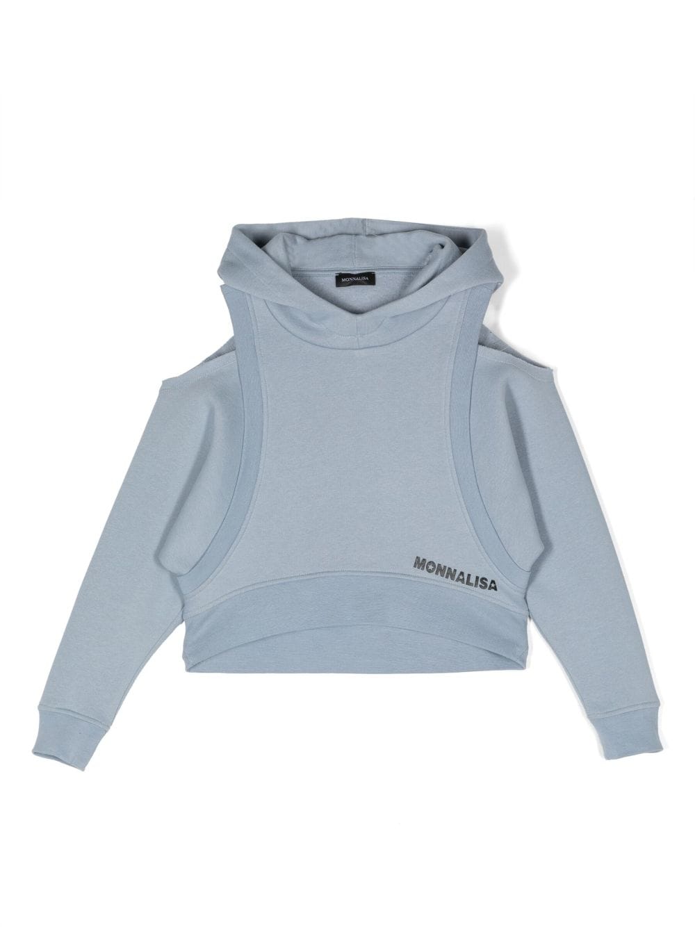 Monnalisa logo-print cut-out detail hoodie - Blue von Monnalisa