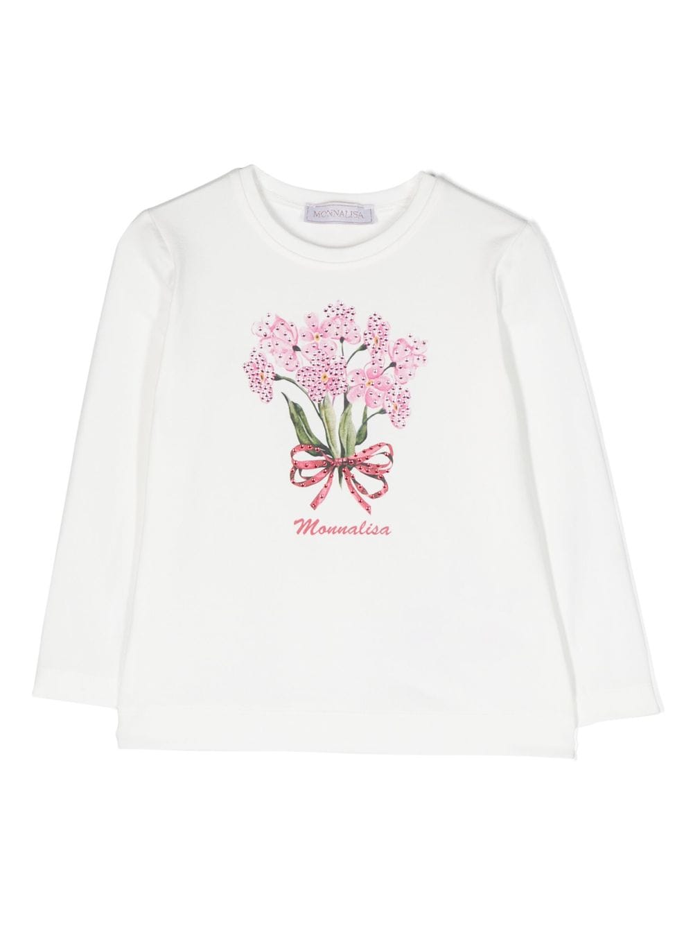 Monnalisa logo-print rhinestone-embellished sweatshirt - White von Monnalisa