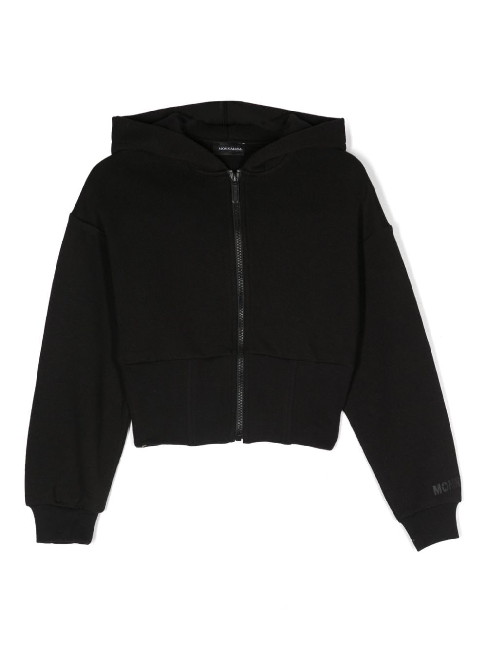 Monnalisa logo-print zip-up hoodie - Black von Monnalisa