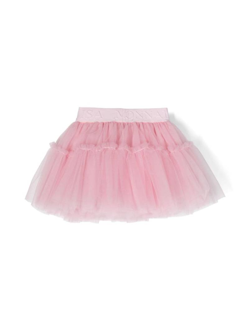 Monnalisa logo-waistband tiered tutu - Pink von Monnalisa