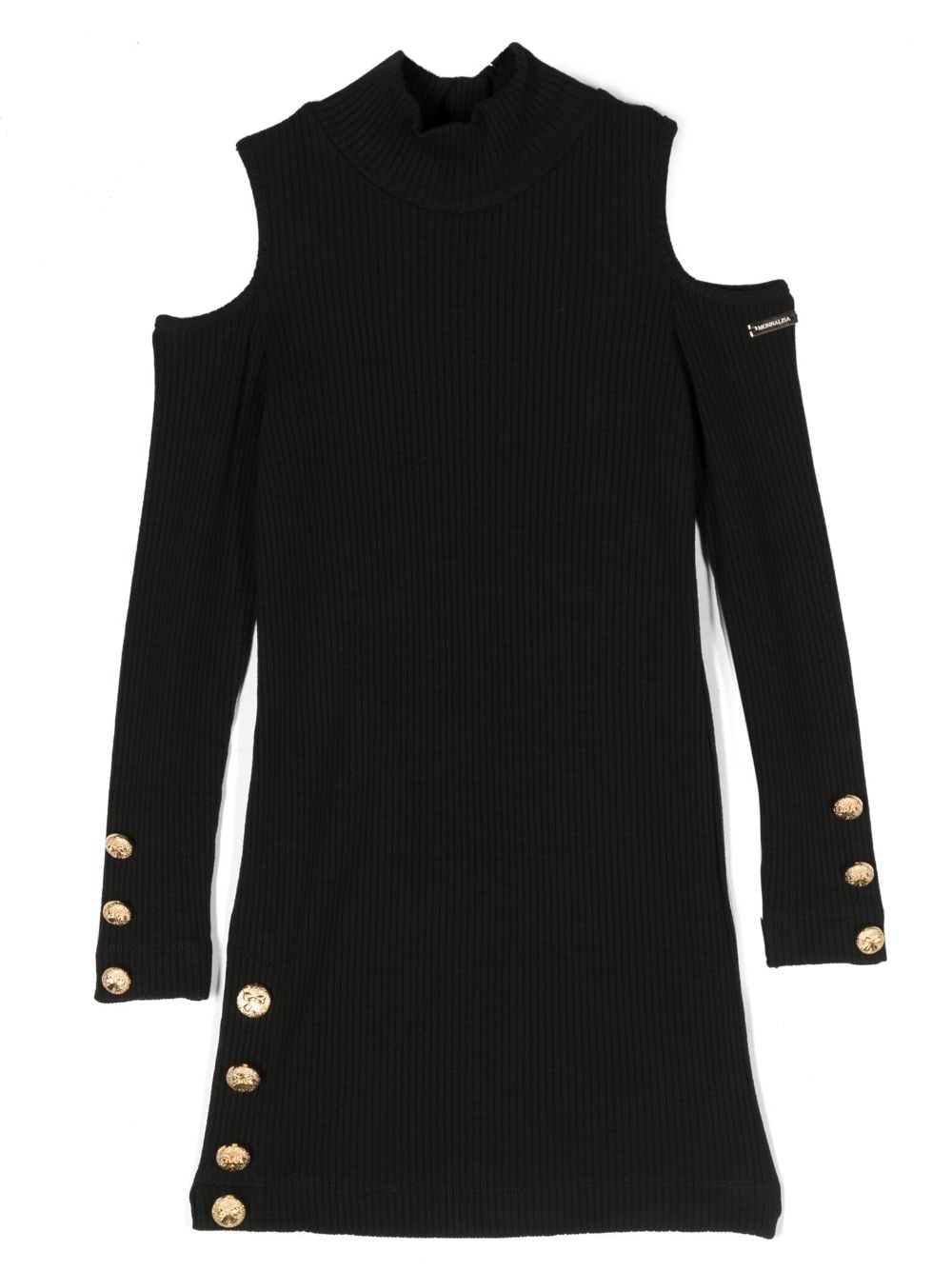 Monnalisa long-sleeve ribbed minidress - Black von Monnalisa