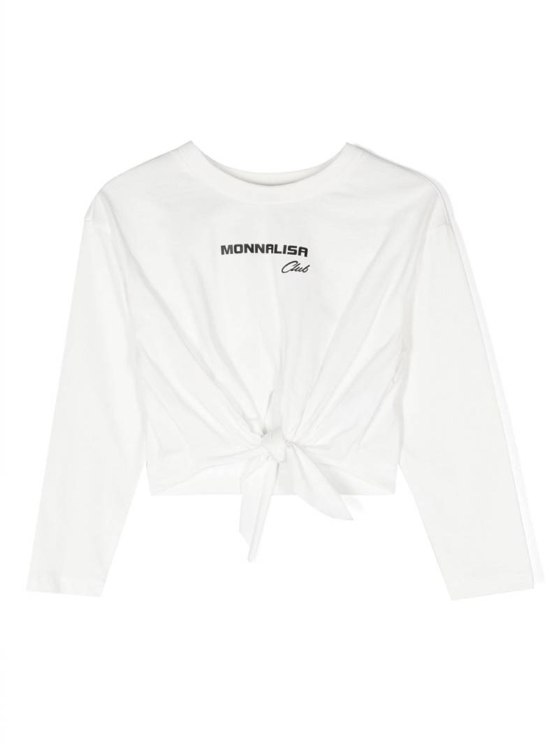 Monnalisa long-sleeve tie-fastening T-shirt - White von Monnalisa
