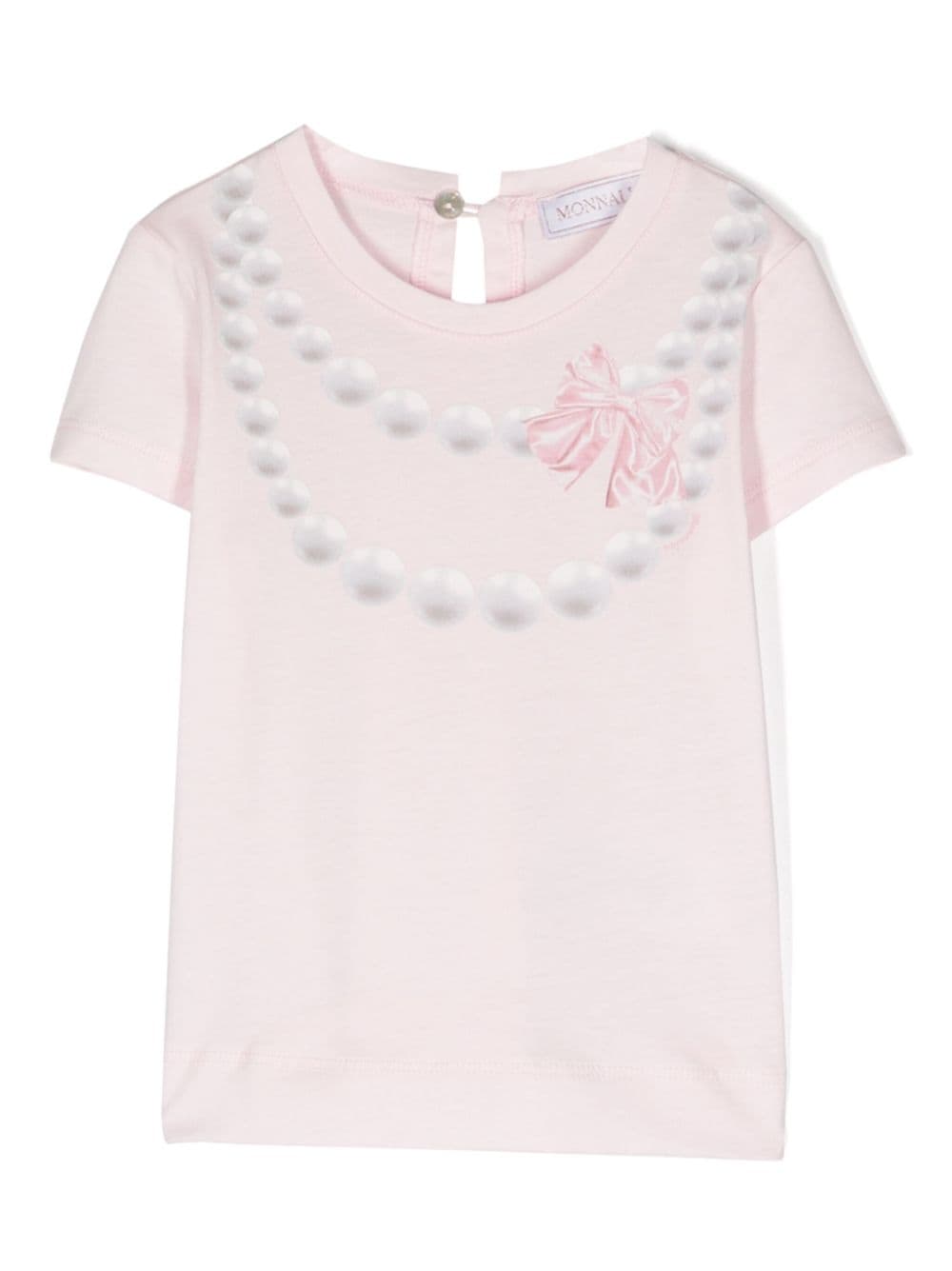 Monnalisa necklace-print cotton T-Shirt - Pink von Monnalisa