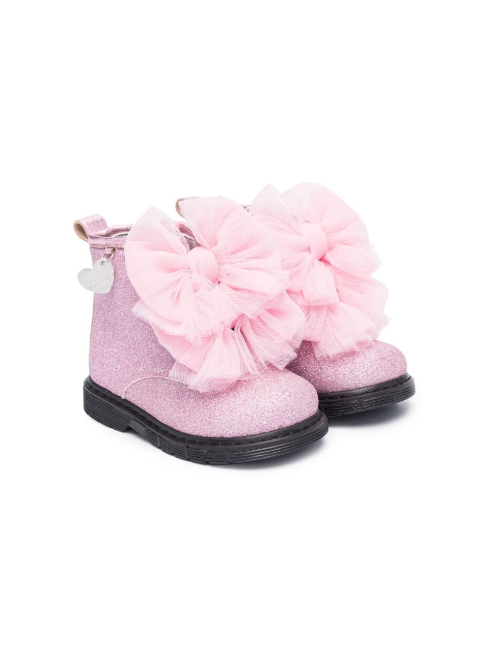 Monnalisa oversize-bow glitter ankle boots - Pink von Monnalisa
