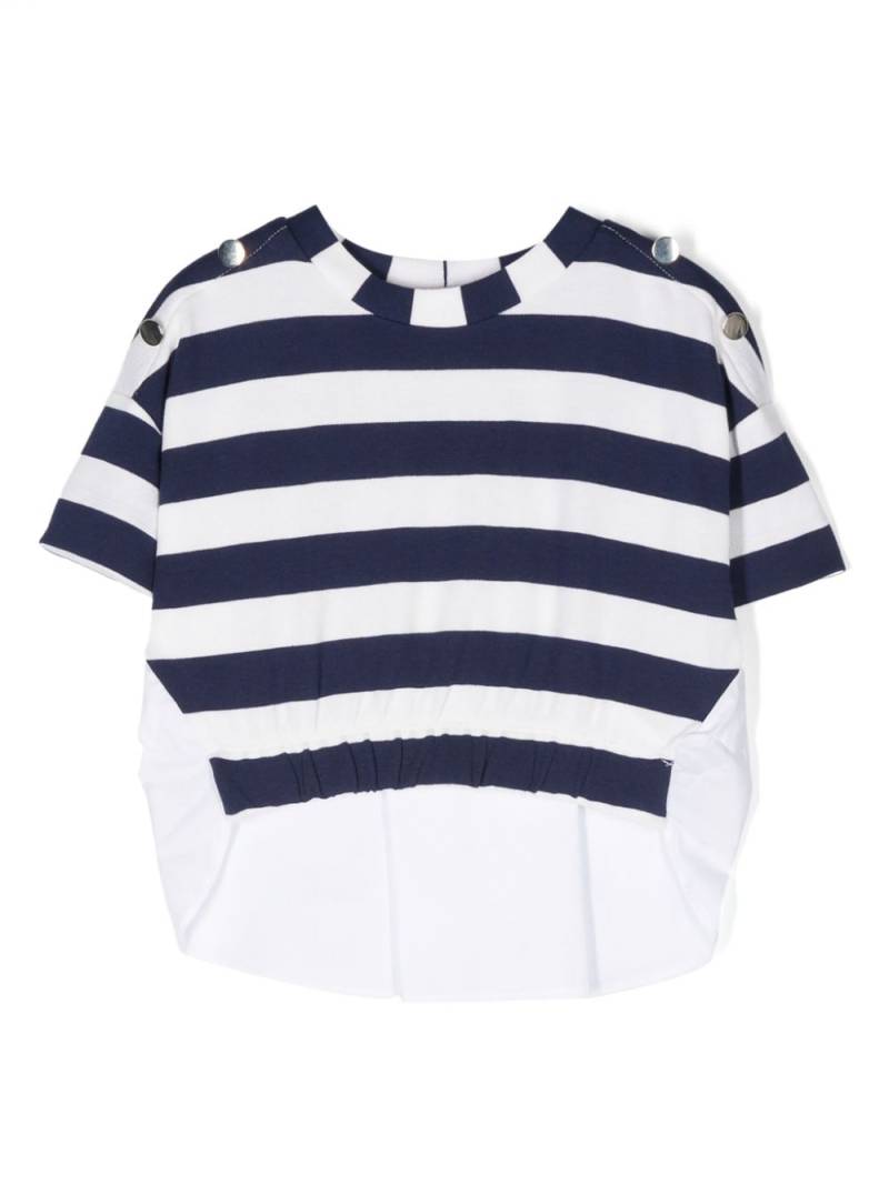 Monnalisa panelled striped T-shirt - White von Monnalisa