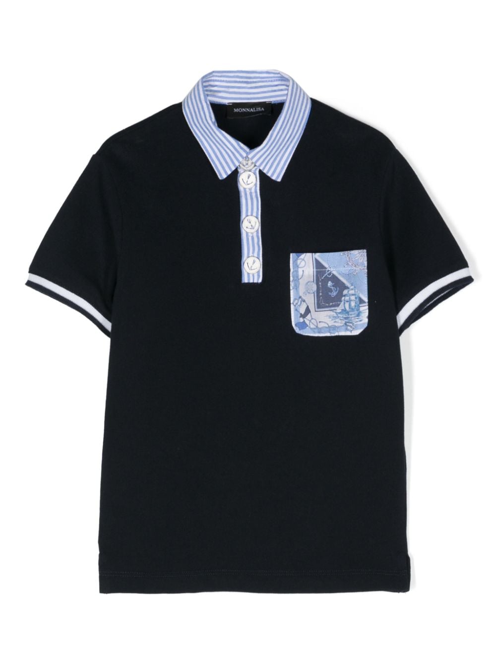 Monnalisa piqué-wave polo shirt - Blue von Monnalisa