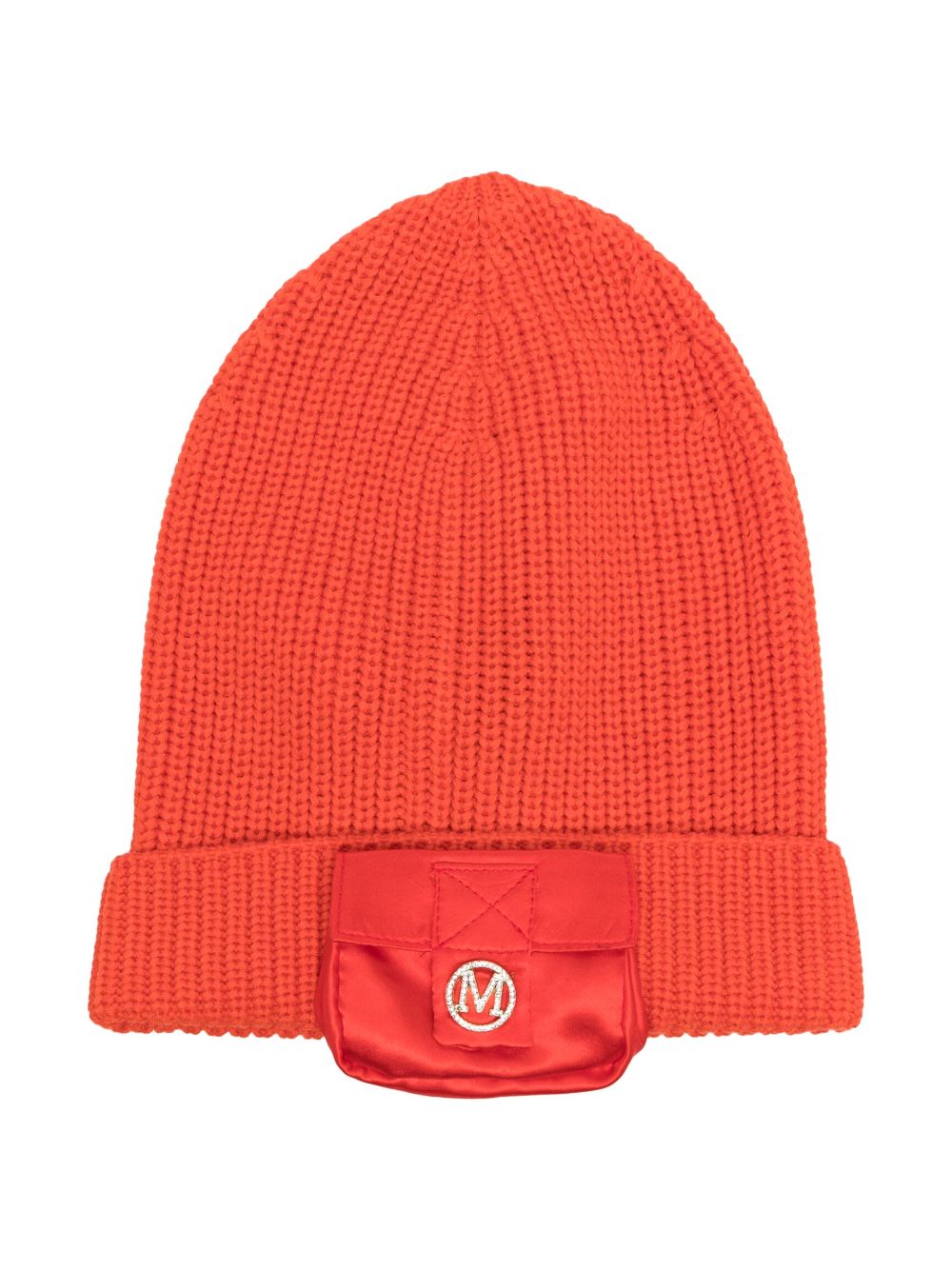 Monnalisa pouch-detail ribbed beanie - Orange von Monnalisa