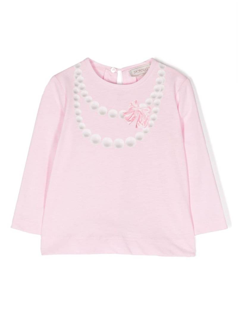 Monnalisa printed-necklace cotton blouse - Pink von Monnalisa