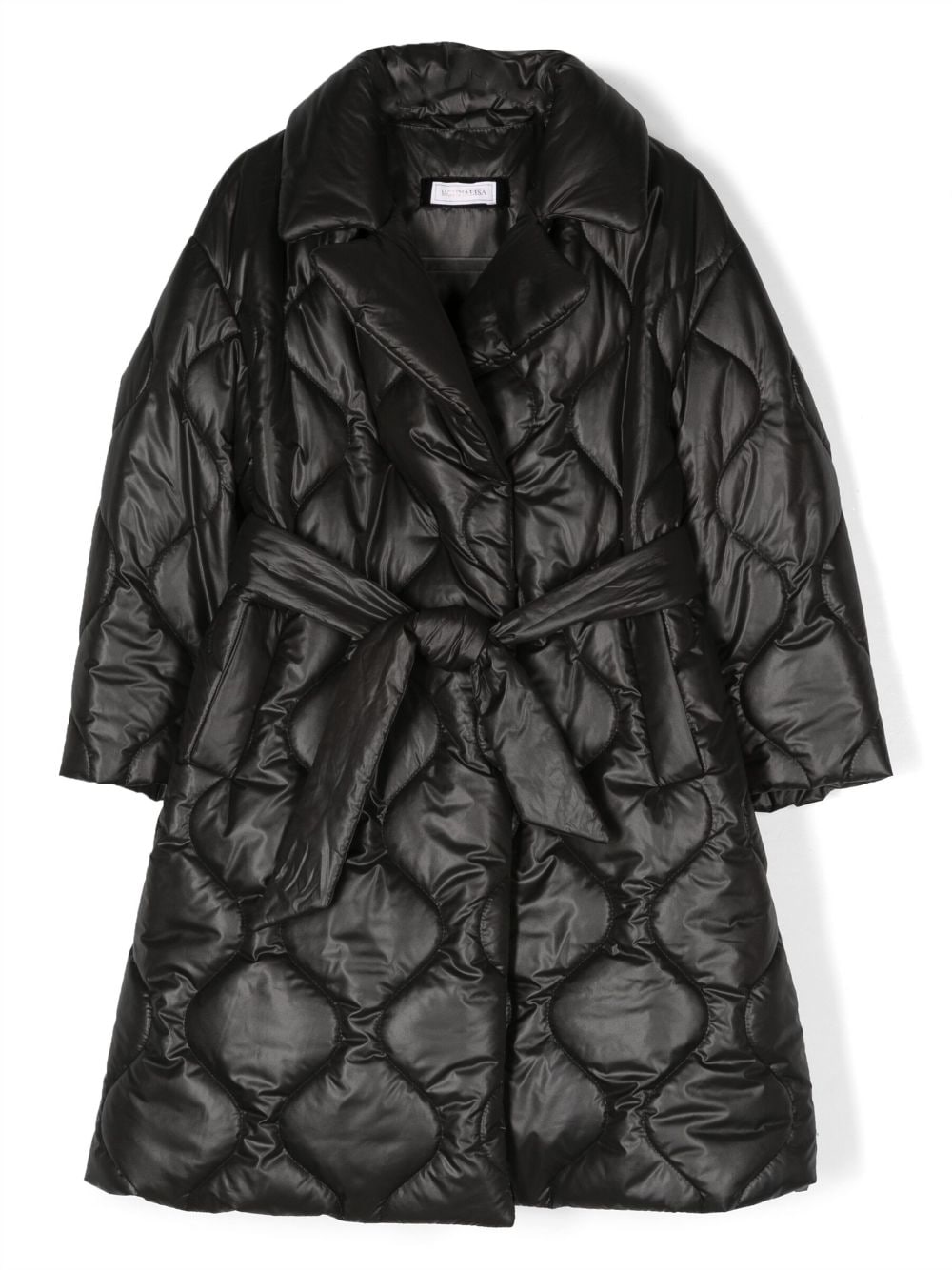 Monnalisa quilted belted padded coat - Black von Monnalisa