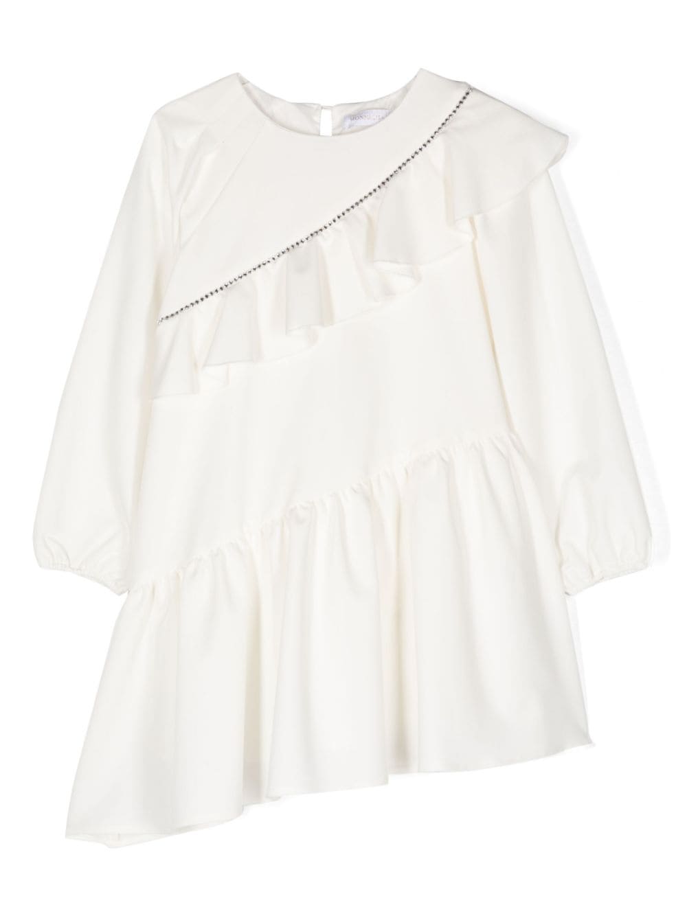 Monnalisa rhinestone-embellished asymmetric dress - White von Monnalisa