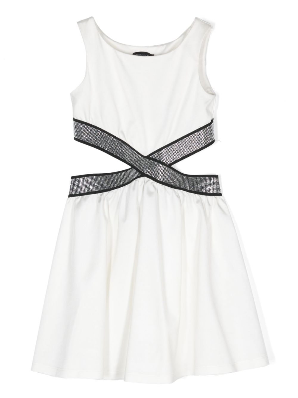 Monnalisa rhinestone-embellished cut-out dress - White von Monnalisa