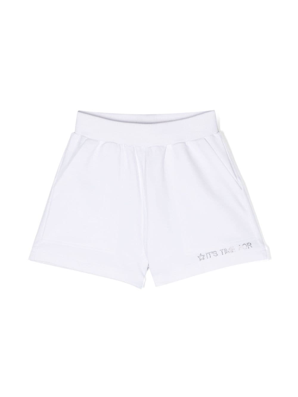 Monnalisa rhinestone-embellished jersey-texture shorts - White von Monnalisa