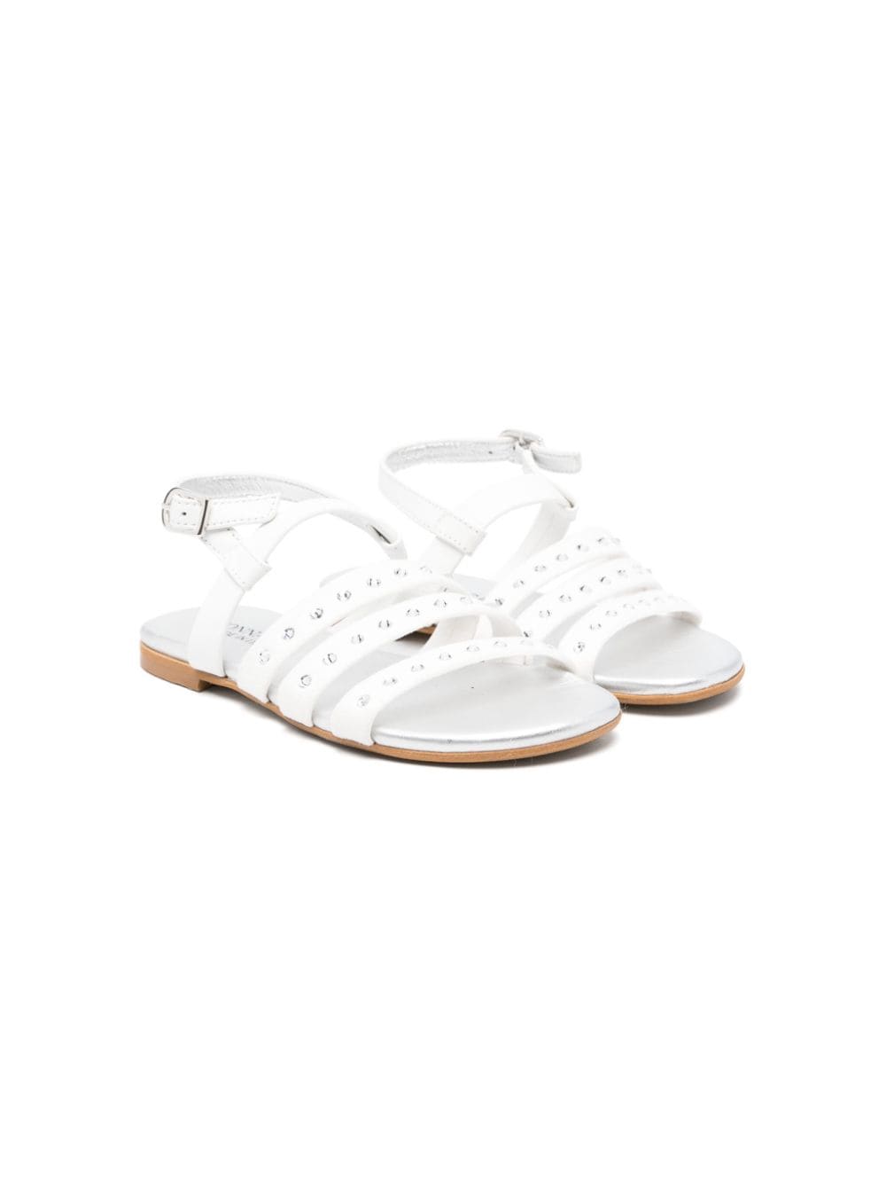 Monnalisa rhinestone-embellished leather sandals - White von Monnalisa