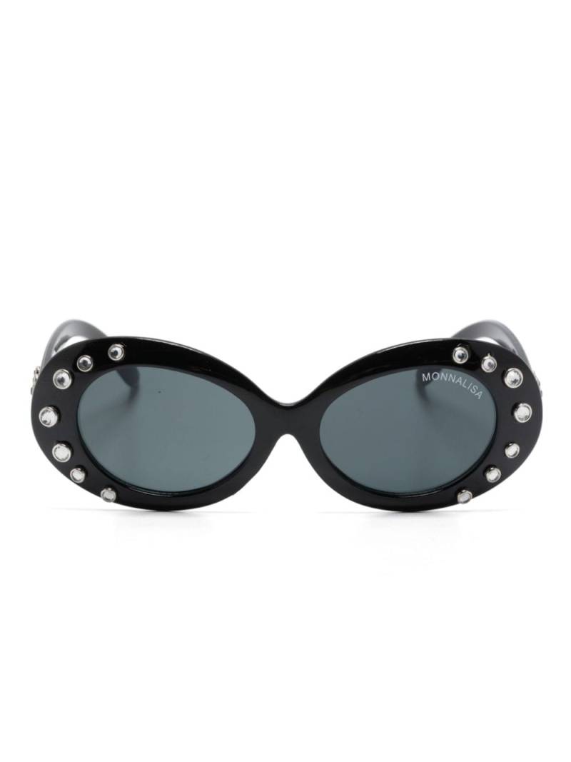 Monnalisa rhinestone-embellished oval frame sunglasses - Black von Monnalisa