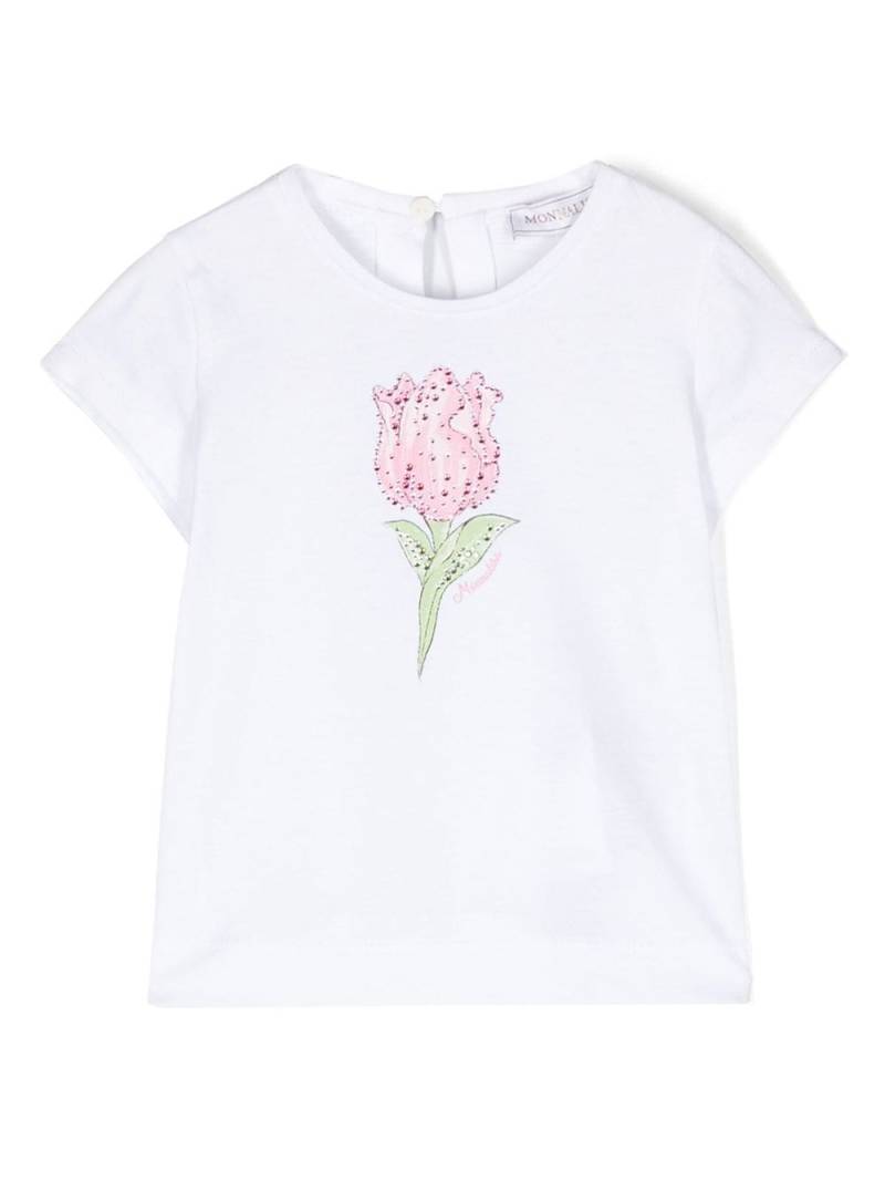 Monnalisa rhinestone floral-print T-shirt - White von Monnalisa