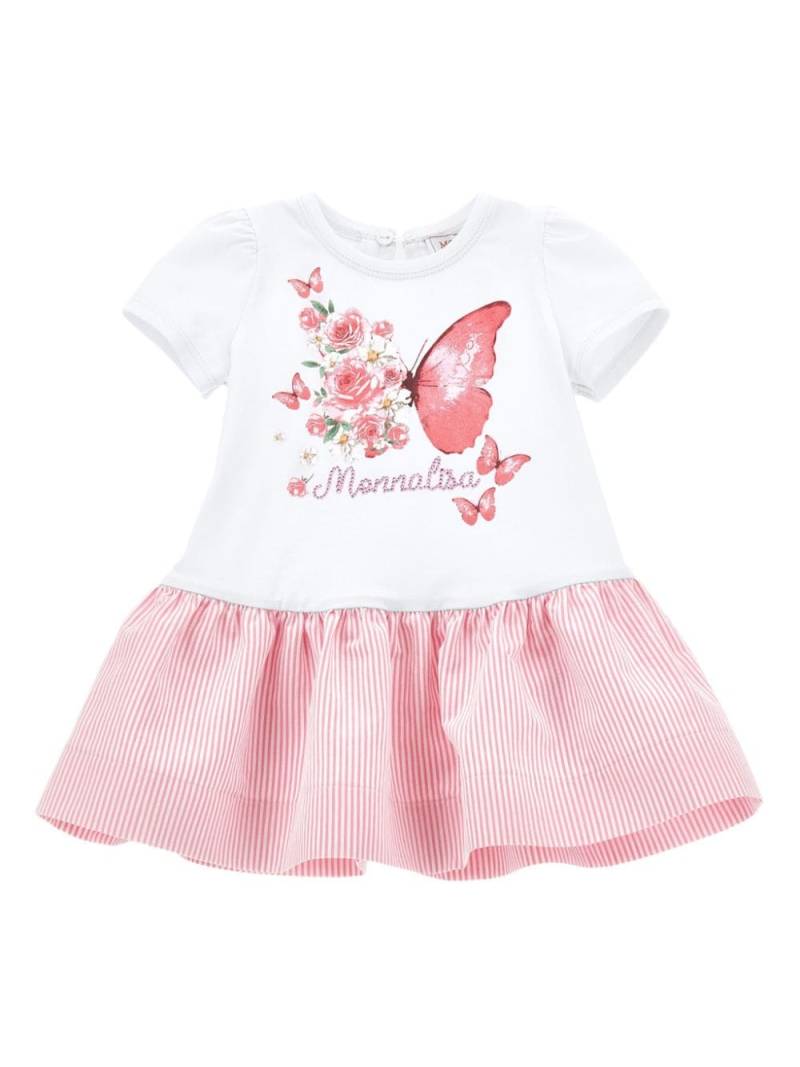 Monnalisa rhinestone logo butterfly-print casual dress - Pink von Monnalisa
