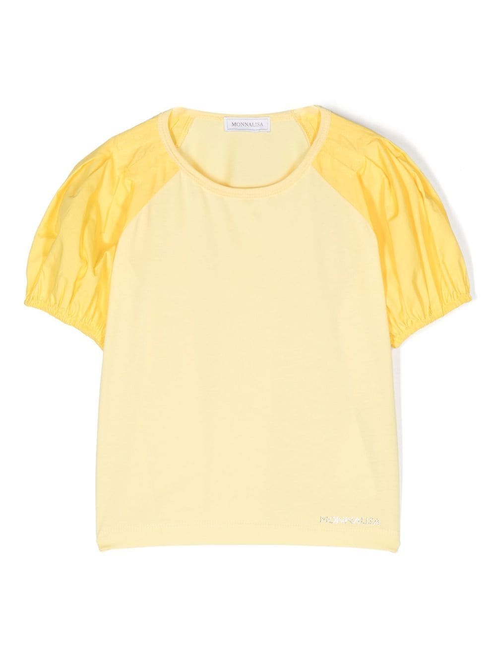Monnalisa rhinestone-logo detail T-shirt - Yellow von Monnalisa