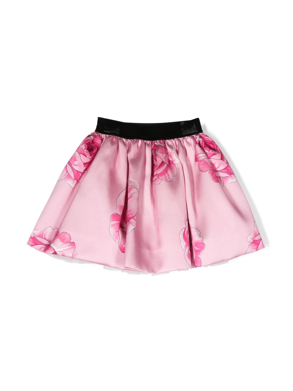 Monnalisa rose-print satin-finish skirt - Pink von Monnalisa