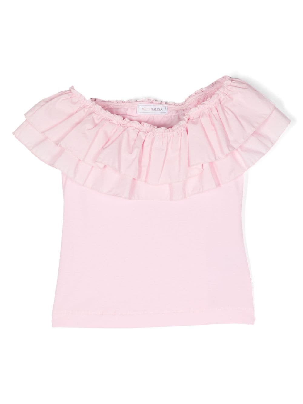 Monnalisa ruffle-detail cotton T-shirt - Pink von Monnalisa