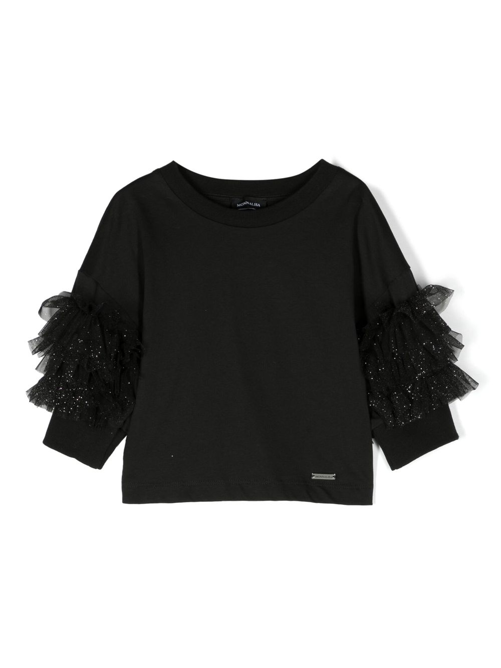 Monnalisa ruffle-detail crew-neck sweatshirt - Black von Monnalisa